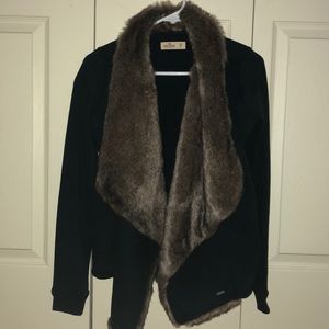 Hollister Navy Fur Lined Cardigan